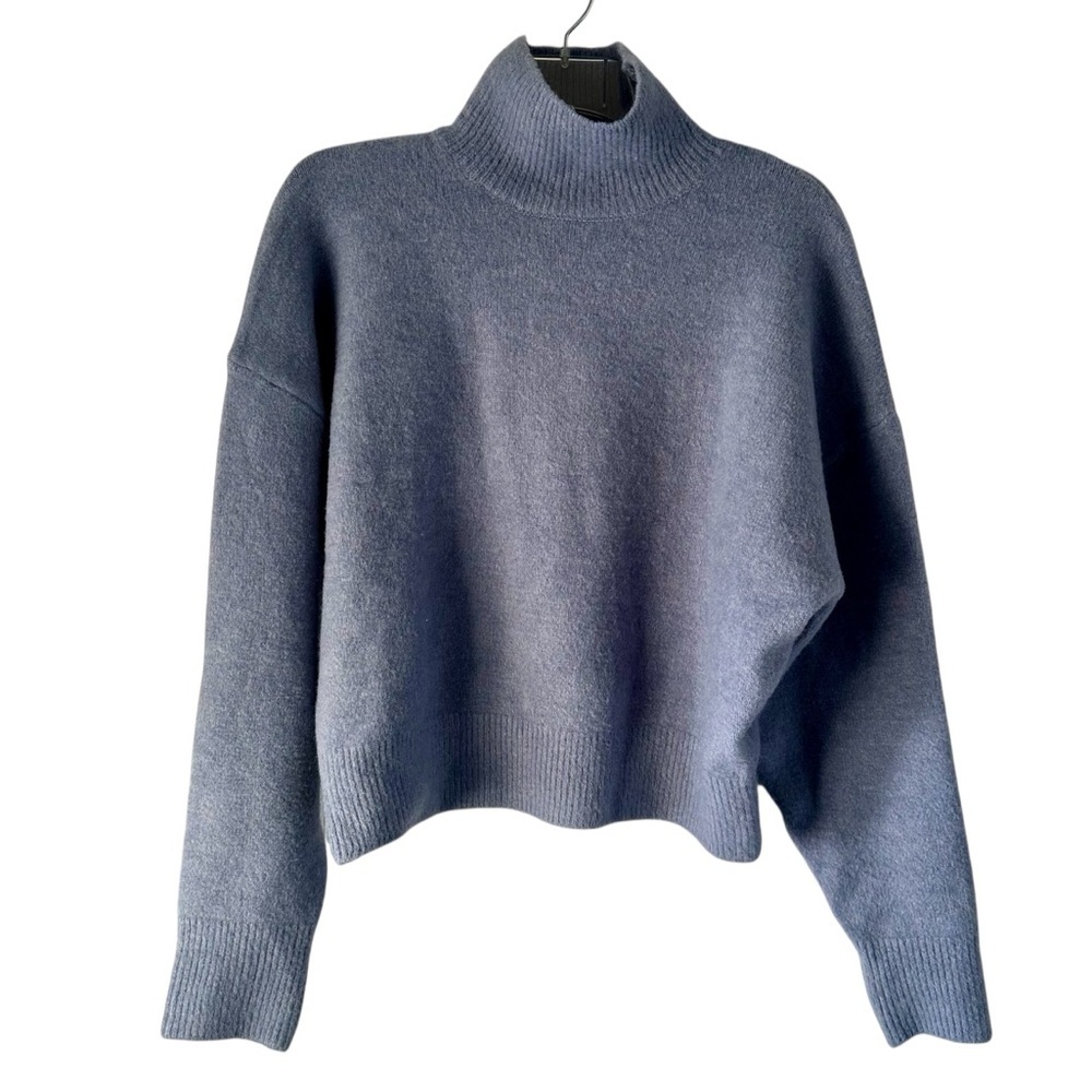 Zara Women's Blue Long Sleeve Turtleneck Knit Sweatshirt Sweater Top Size S